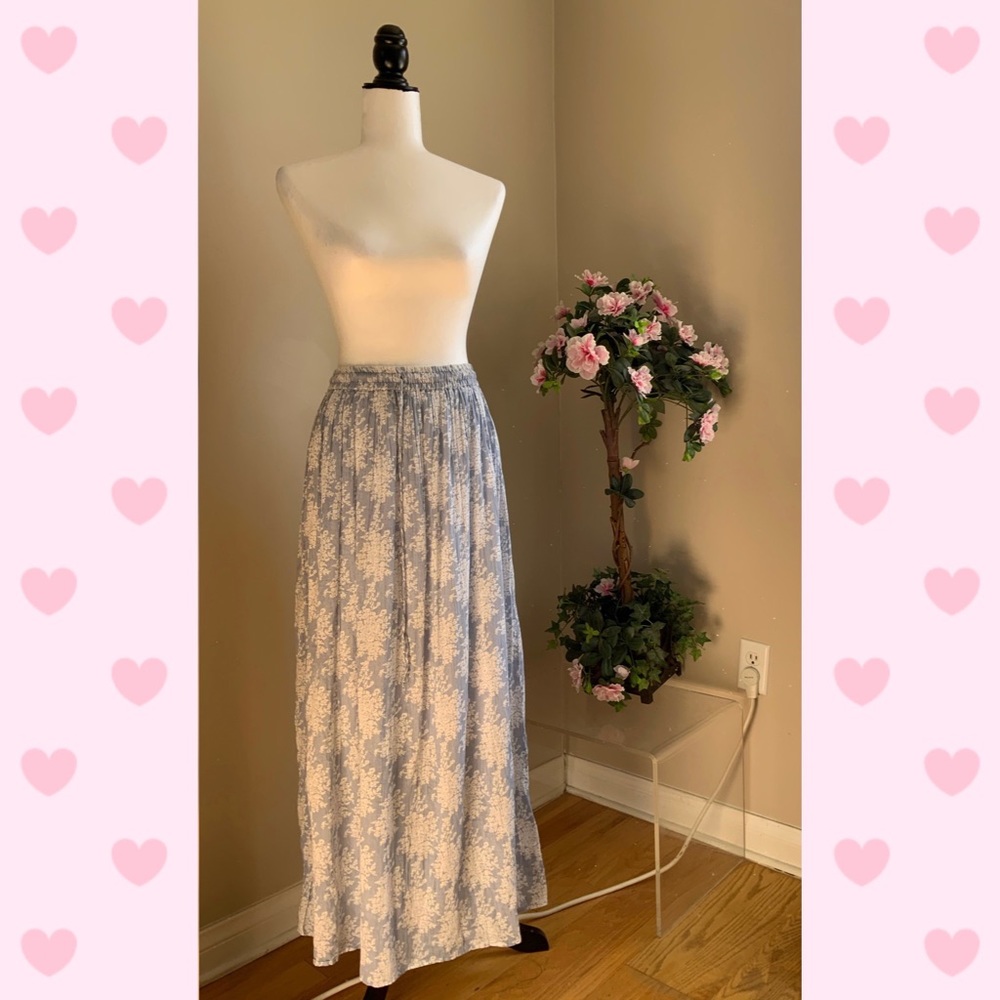 Light Blue Floral Maxi Skirt